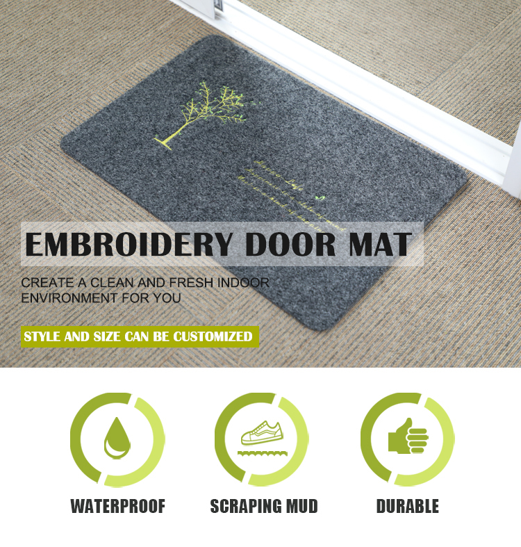 Custom New Design Non Slip embroidery door mat With Tpr Backing(图1)