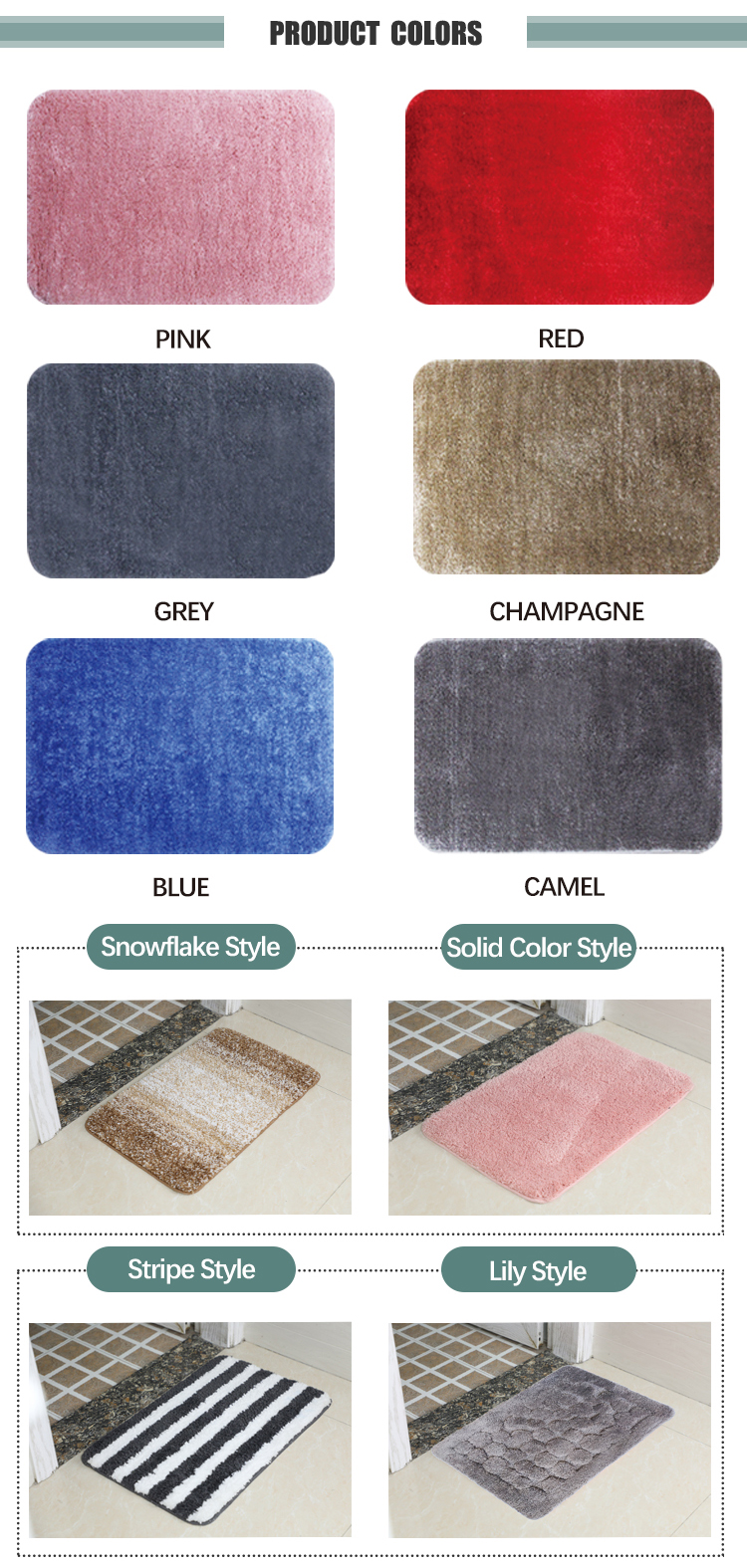 New Thickened Mat Household Bathroom Door Absorbent Non-slip microfiber bath rug(图6)