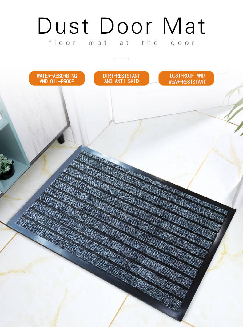 Dustproof Water Absorbent Entrance Pvc backing seven Ribs Design Front Door Mat(图1)