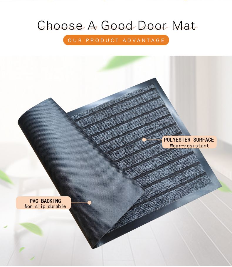 Dustproof Water Absorbent Entrance Pvc backing seven Ribs Design Front Door Mat(图2)