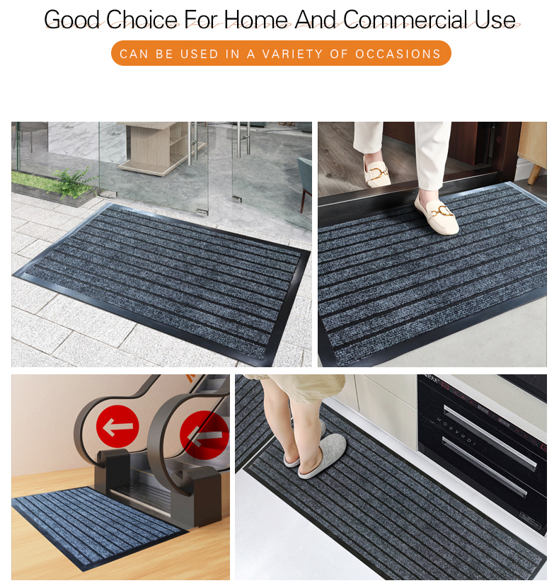 Dustproof Water Absorbent Entrance Pvc backing seven Ribs Design Front Door Mat(图7)