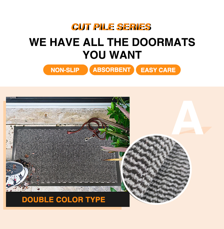 Graceline 24x36 inch NEW design double color cut pile Entryway Door mat for Shoe Scraper(图1)