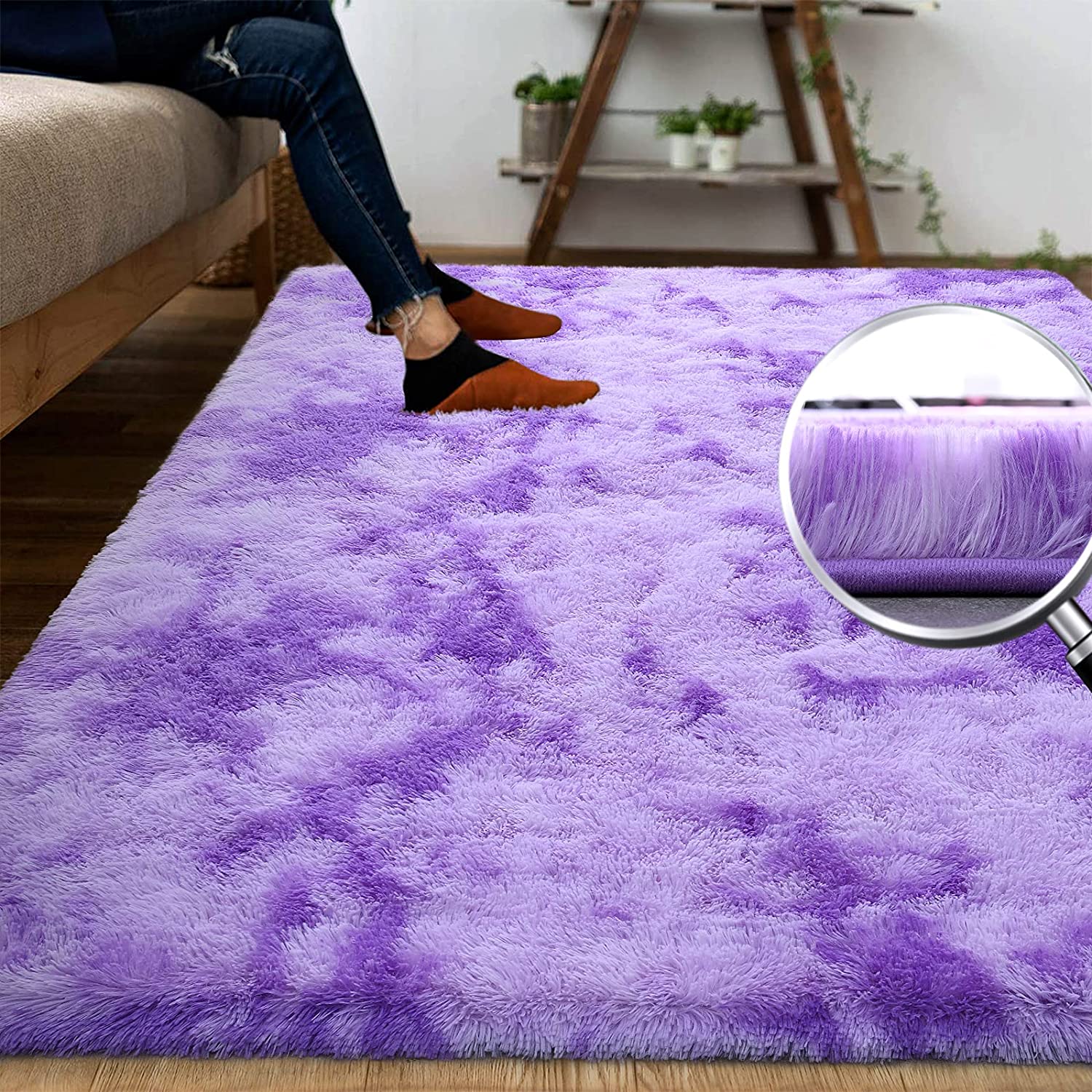 Super Soft Shaggy Rugs Fluffy Carpets, Tie-Dye Rugs for Living Room Bedroom Rug(图1)