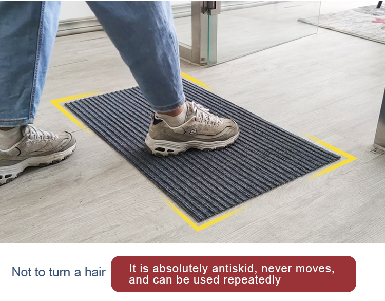 Indoor entrance floormat polyester double stripe rib doormat anti slip Self-adhesive Door mat(图6)