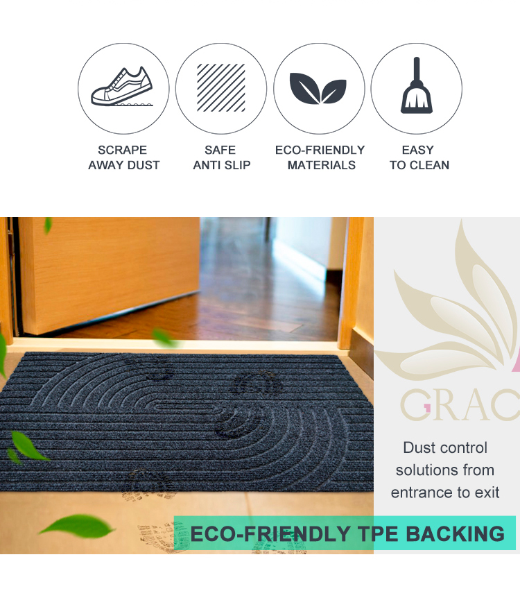 Custom TPE backing non slip outdoor waterproof dust mat door mat office and hotel doormat(图4)