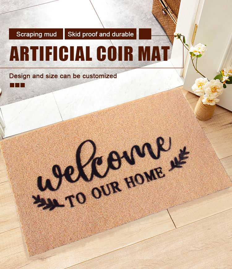 Outdoor Entrance Unprinted Unpainted Diy Brown Tan Bulk Blank Plain Artificial Coir Fiber mat(图1)