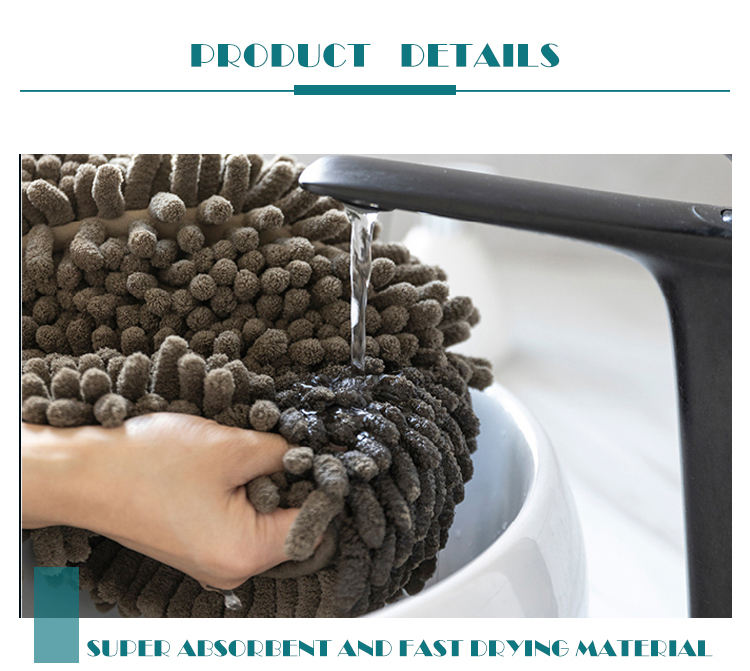 Source Factory Luxury chenille Soft Washable 3 Pcs Bathroom Non Slip Shaggy Bath Mats Set(图3)