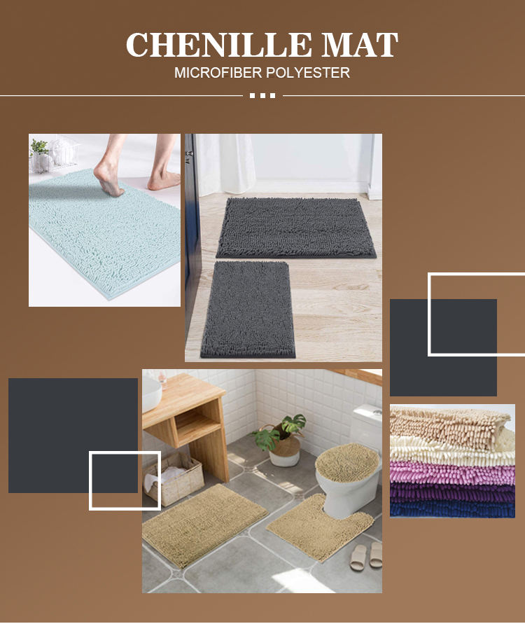 Luxury Shaggy Machine Washable Bathroom Chenille Mats(图1)