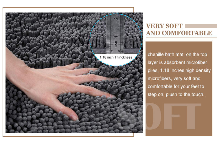 Luxury Shaggy Machine Washable Bathroom Chenille Mats(图3)