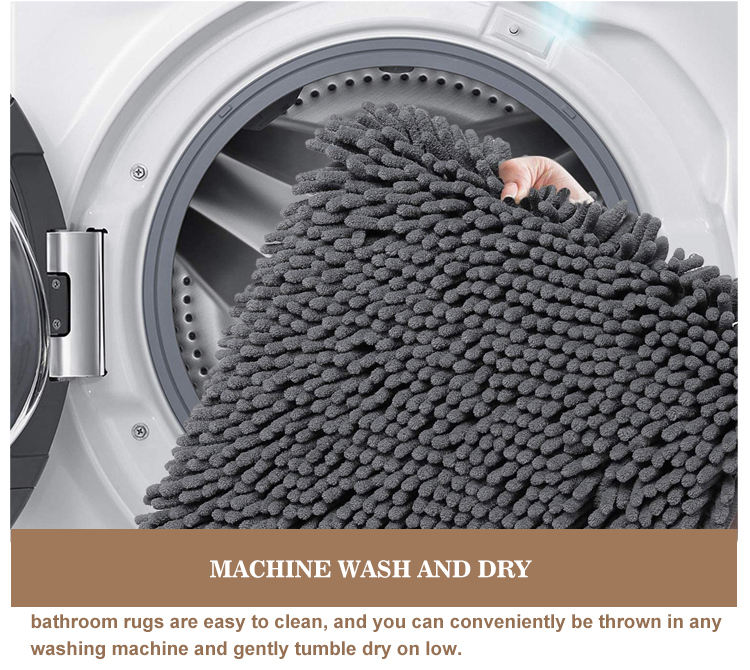 Luxury Shaggy Machine Washable Bathroom Chenille Mats(图5)